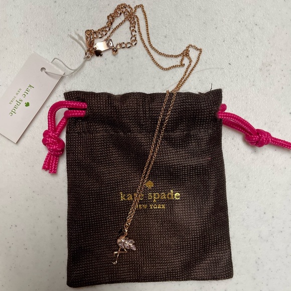 Kate Spade Flamenco Flamingo Crystal Rose Gold Necklace - Picture 2 of 6